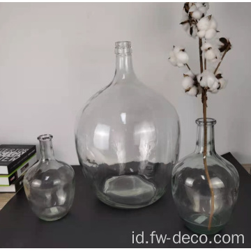 vas botol kaca bundar besar bening